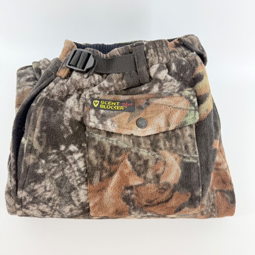 Scent Blocker Plus Mens XL Camo Fleece Hunting Pants Cargo Scent Control